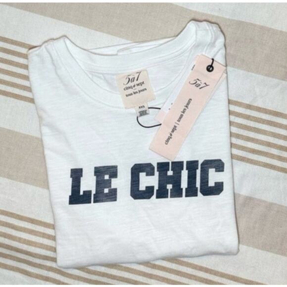 Cinq à Sept NWT ($98) | 5 à 7 white LE CHIC SHRUNKEN TEE t-shirt top | size xxs - Picture 1 of 7